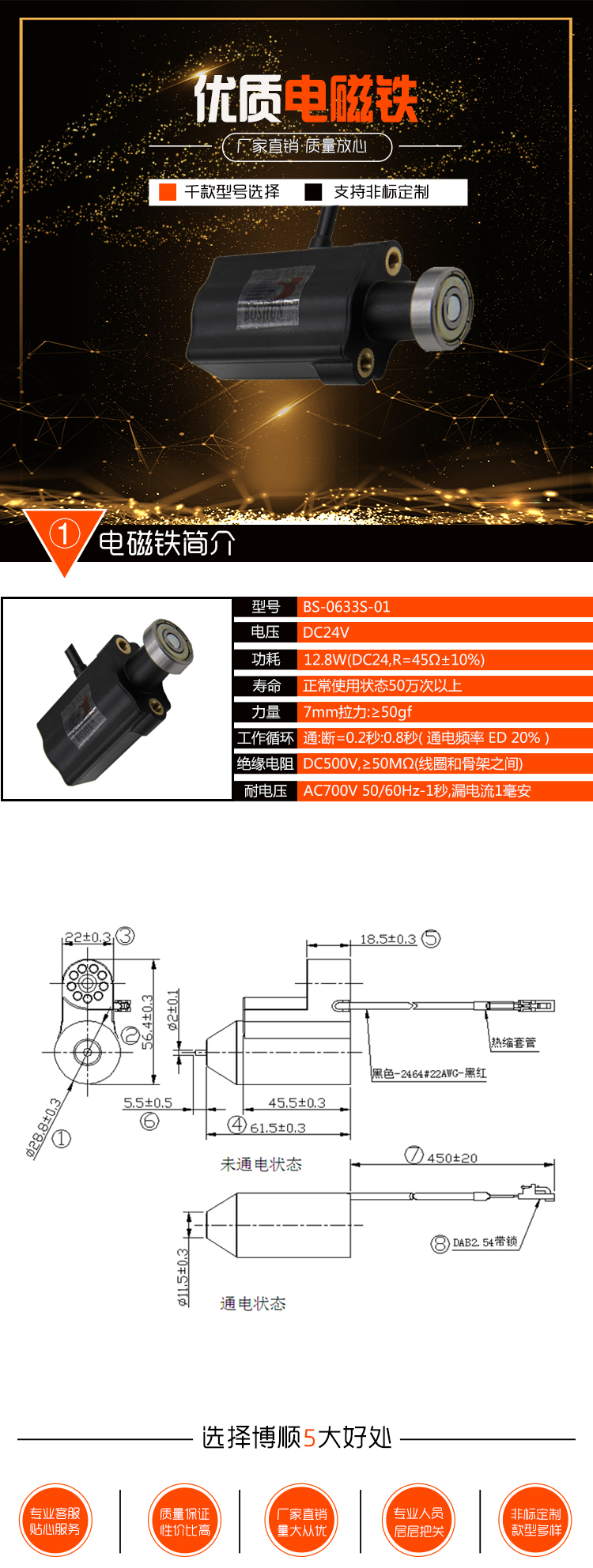 抬臂電磁鐵BS-0633S-01